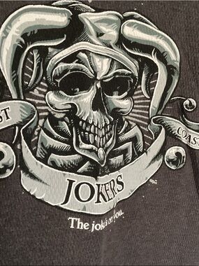 Kirkland Signature Black Sweatshirt with Light Gray Joker Skull Graphic